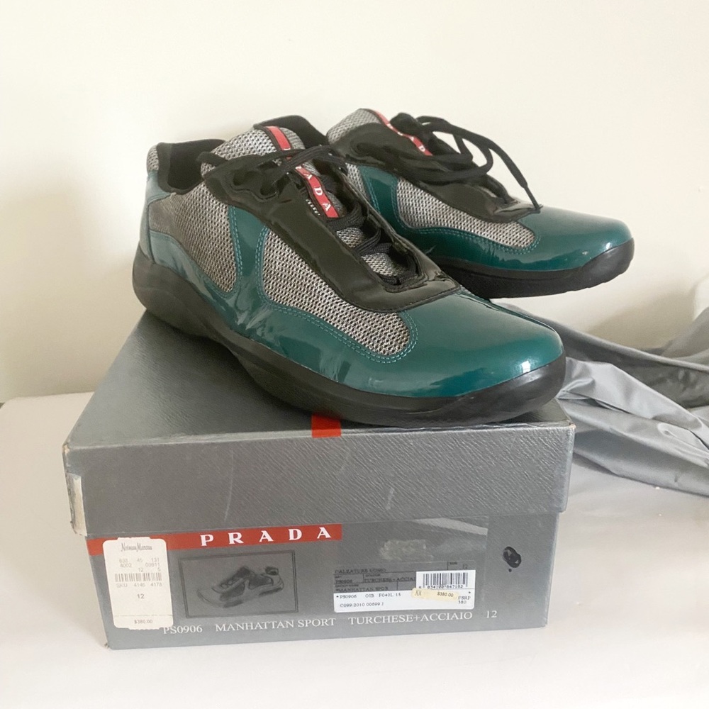 NEW Prada Teal and Gray Men's Sneakers